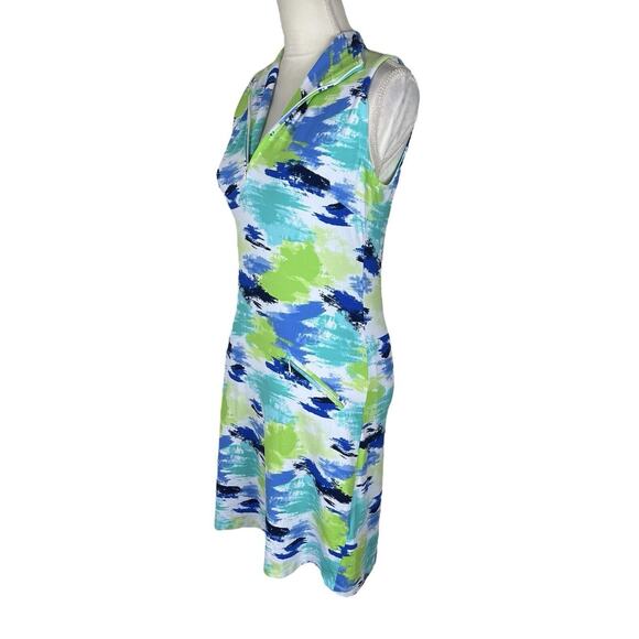 IBKUL Matilda Mock Neck Partial Zip Sleeveless Jade Golf Tennis Dress Size XS - Picture 6 of 10